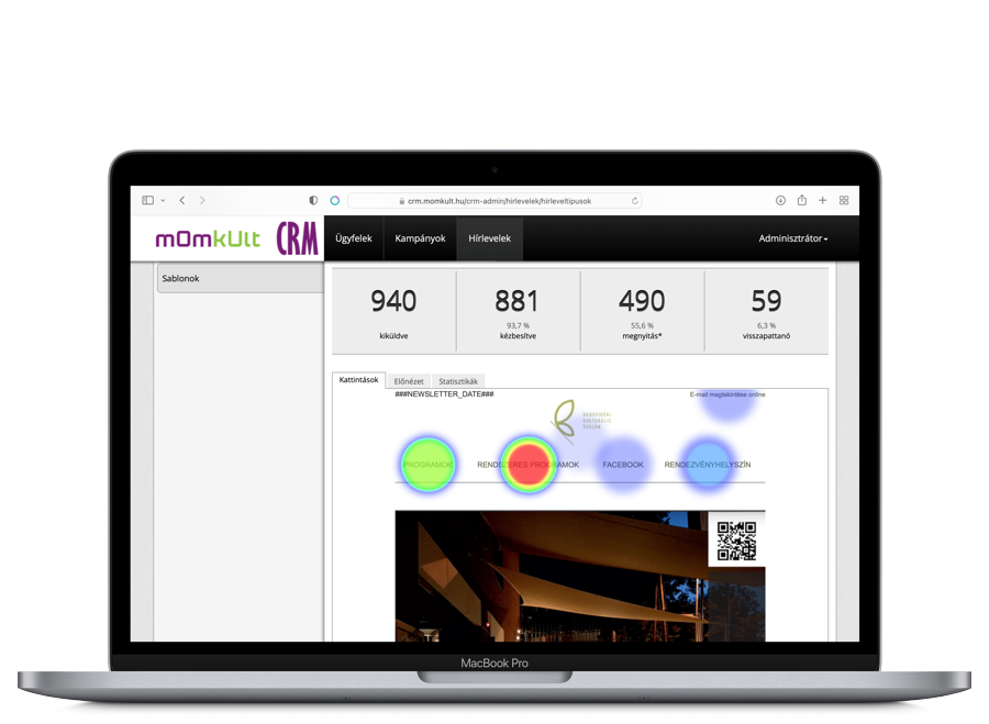 MOMKult CRM képernyő